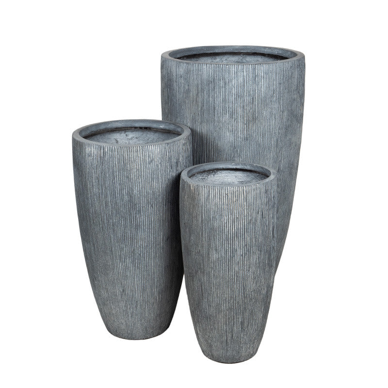 Toronto Vase Suport Gigant Pentru Plante Compozit Set Gri 33X66-56X100Cm S3
