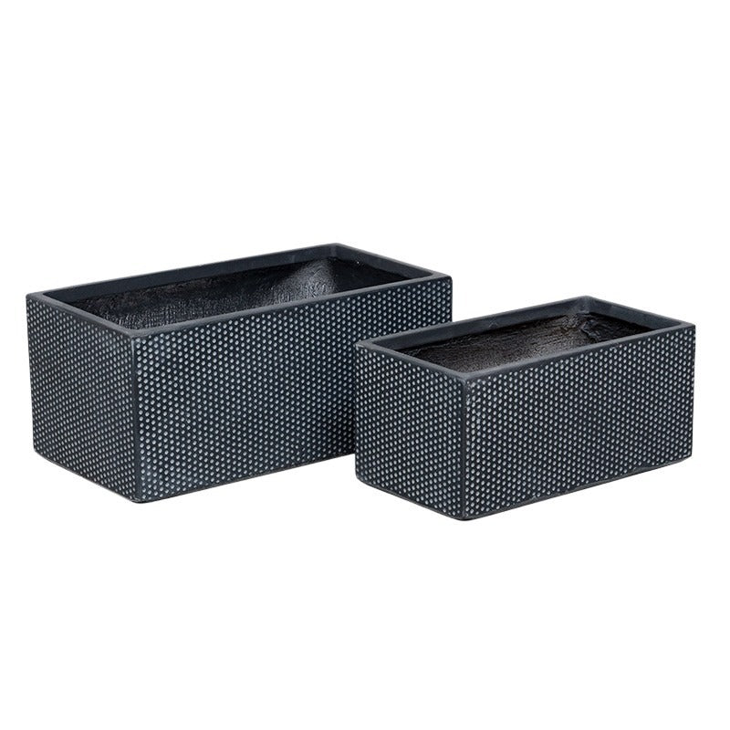 California Tetra Compozit Balcon Cutie Set Negru 44X23X20-55X28X24Cm S/2