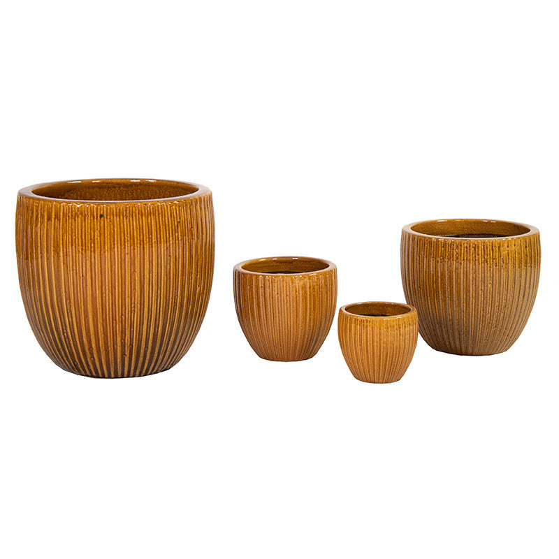 Caldera Lino Classic Ghiveci Ceramic Maro Miere Set 20X18-50X45Cm S4