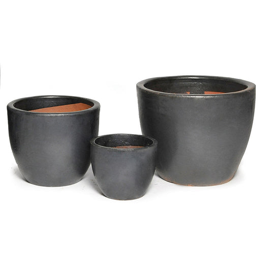 Sydney Classic Set De Ghivece Ceramice Negru Mat 22X21-38X32Cm S3