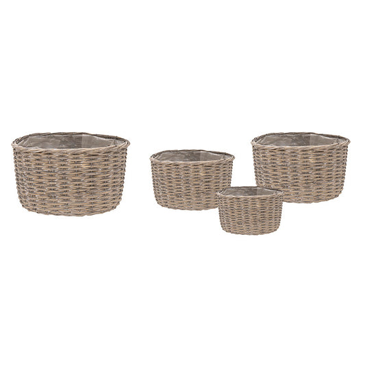 Senegal Set De Ghivece Ovale Din Răchită Gri 20X14X14-40X30X23Cm S/4