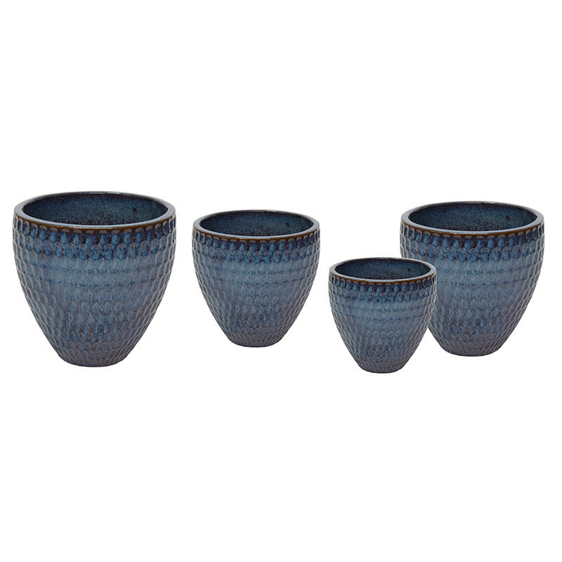 Noble Belly Set De Ghivece Ceramice Clasice Albastru Mare 30X28-60X56Cm S4