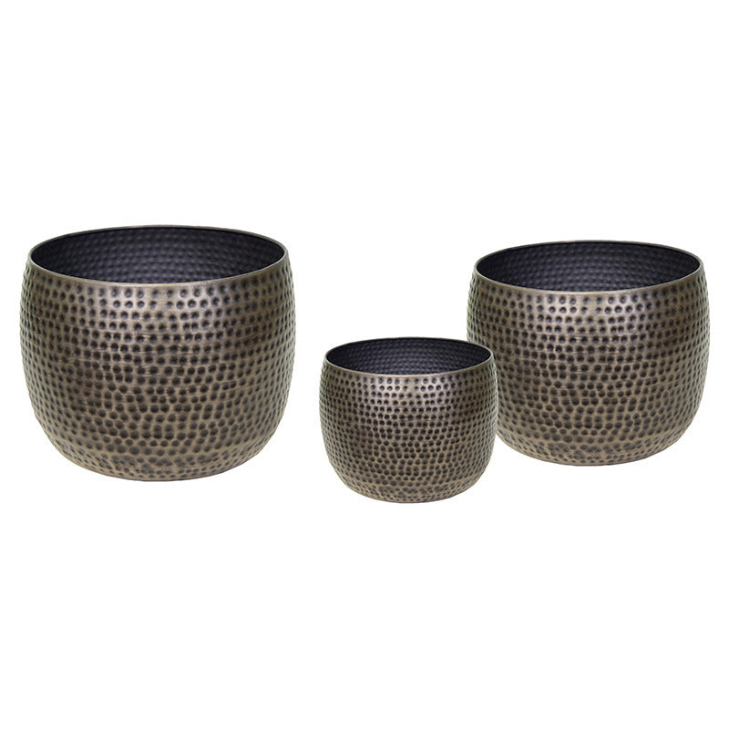 Nerja Caldron Cisternă De Metal În Argint Antic Set 33X26-53X38Cm S3