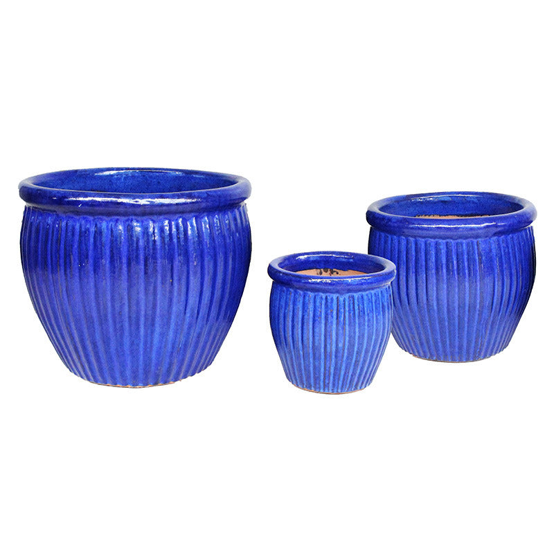 Delta Eros Set Ghiveci Ceramic Albastru Regal 30X26-48X38Cm S3