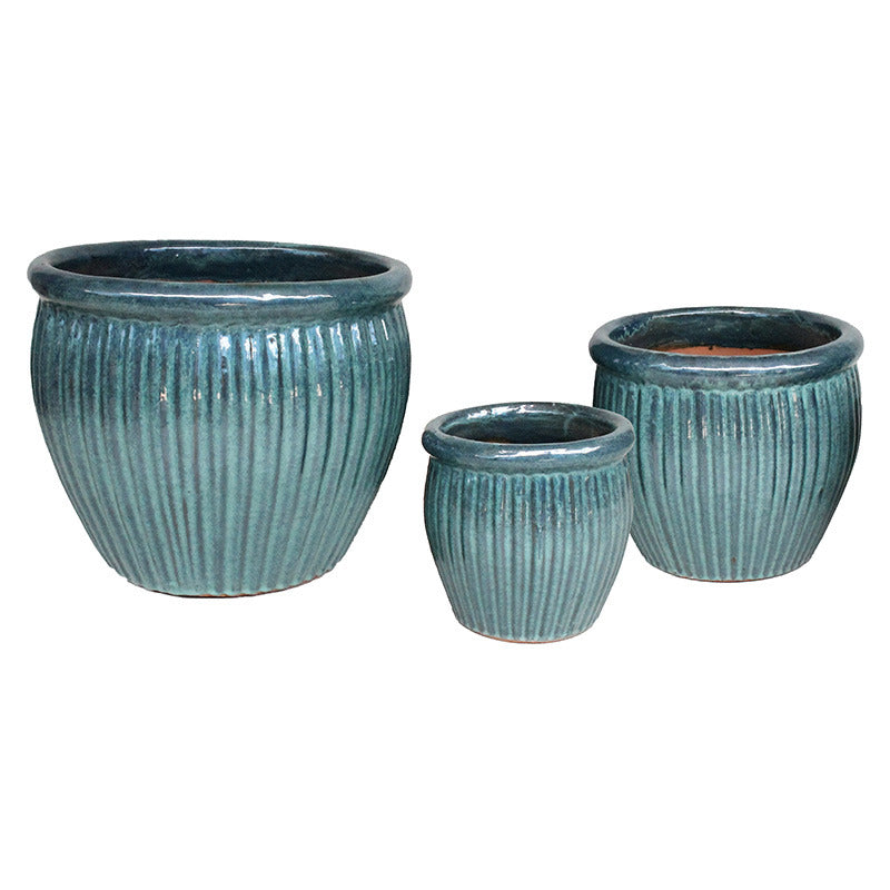Delta Eros Set Jardinieră Ceramică Verde Mușchi 30X26-48X38Cm S3