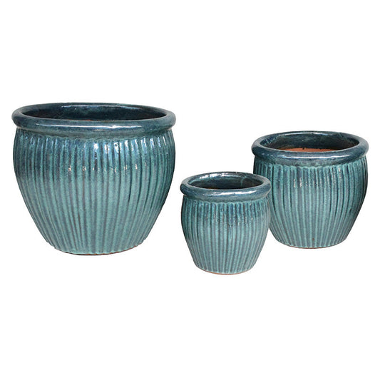 Delta Eros Set Jardinieră Ceramică Verde Mușchi 30X26-48X38Cm S3