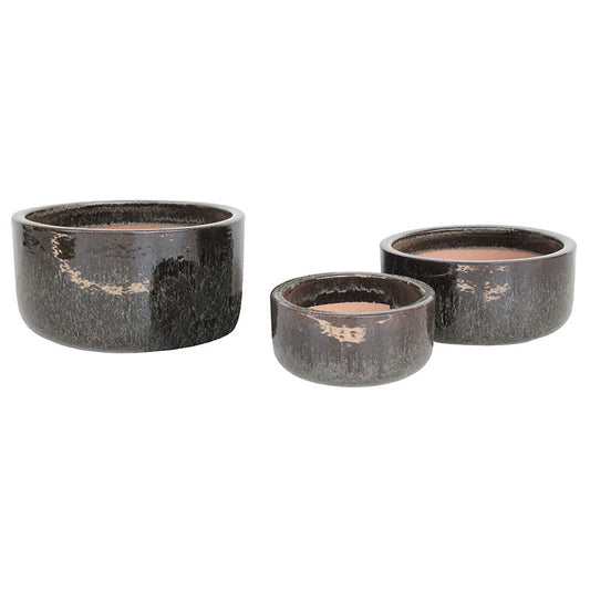 Rory Cylinder Ceramic Bowl Set Espresso 21X10-38X20Cm S3