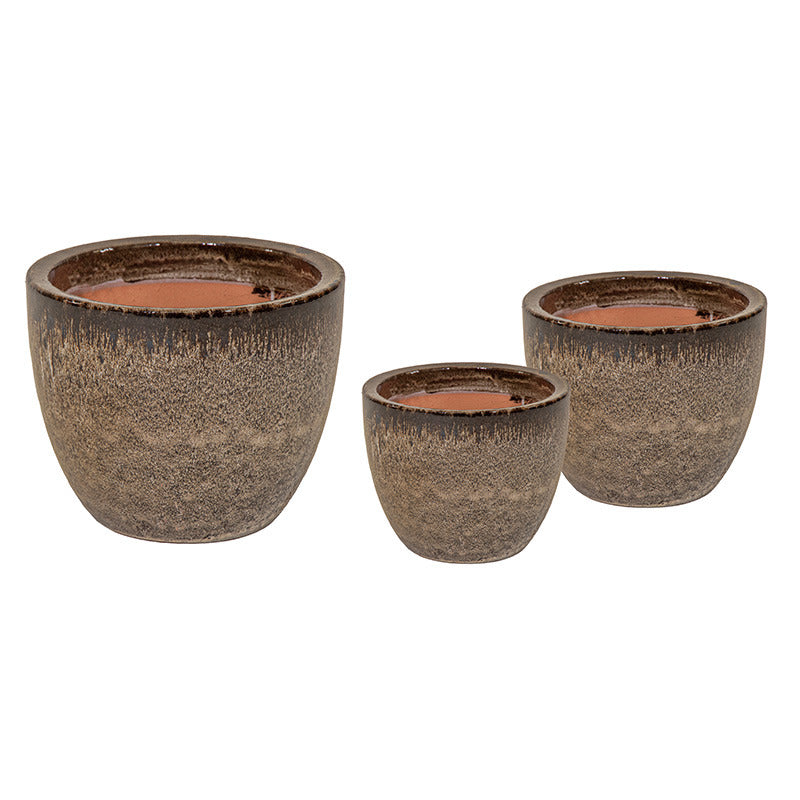Sydney Classic Ceramic Ghiveci Set Espresso 22X21-38X32Cm S3